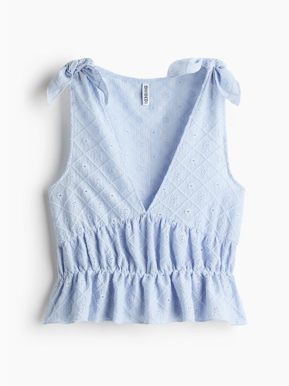H&M Light Blue Pointelle Top